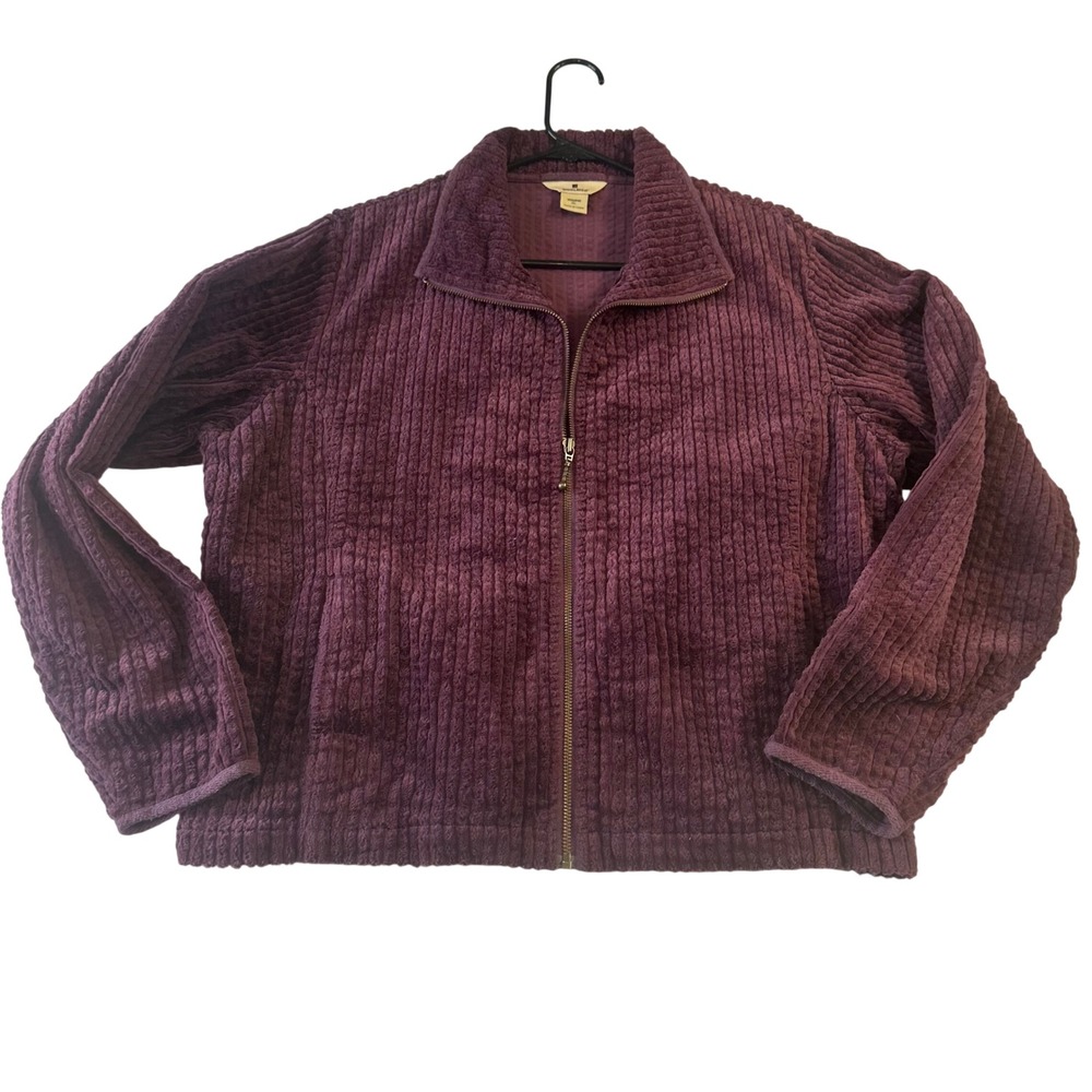Woolrich Women Wineberry Purple Corduroy Full Zip Jacket 2090 XL